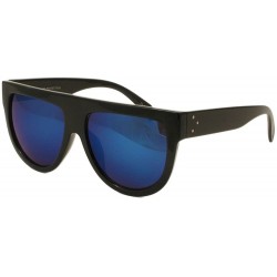 Oversized Womens Flat Top Oversized Gradient Shadow Ombre Mirror Lens Sunglasses - Blue - CI12HEGF76L $11.88