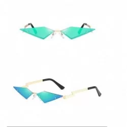 Cat Eye New 2020 Fashion Cat eye Sunglasses Women Rimless Wave Sun Glasses Eyewear Luxury Trending Narrow Sunglasses - CH198E...