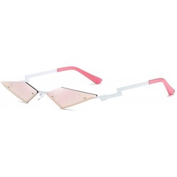 Cat Eye New 2020 Fashion Cat eye Sunglasses Women Rimless Wave Sun Glasses Eyewear Luxury Trending Narrow Sunglasses - CH198E...