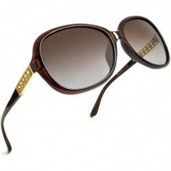 Square Oversized Polarized Sunglasses for Women Vintage Fashion Rhinestone Designer UV Protection Sun Glasses - Brown - C1180...