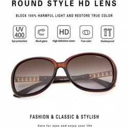 Square Oversized Polarized Sunglasses for Women Vintage Fashion Rhinestone Designer UV Protection Sun Glasses - Brown - C1180...