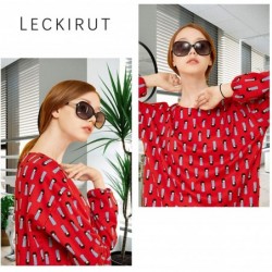 Square Oversized Polarized Sunglasses for Women Vintage Fashion Rhinestone Designer UV Protection Sun Glasses - Brown - C1180...