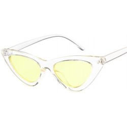 Cat Eye Vintage Sunglasses Glasses Colorful Eyewear - Trans Yellow - CJ199EGQR22 $30.73