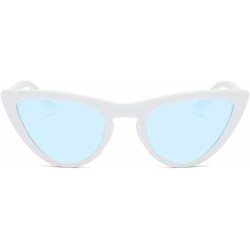 Oversized Women Cat Eye Sunglasses Fashion 2019 Luxury Brand Sun Glasses Blue As Picture - White - CE18YZRZ5QQ $7.41