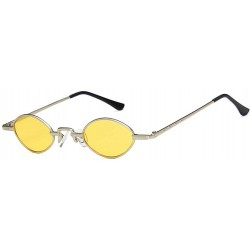 Oval Unisex Sunglasses Retro Silver Yellow Drive Holiday Oval Non-Polarized UV400 - C318RLIYT22 $7.94