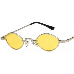 Oval Unisex Sunglasses Retro Silver Yellow Drive Holiday Oval Non-Polarized UV400 - C318RLIYT22 $7.94