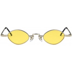 Oval Unisex Sunglasses Retro Silver Yellow Drive Holiday Oval Non-Polarized UV400 - C318RLIYT22 $7.94