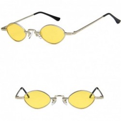 Oval Unisex Sunglasses Retro Silver Yellow Drive Holiday Oval Non-Polarized UV400 - C318RLIYT22 $7.94