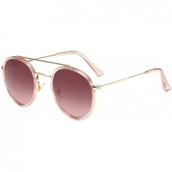 Round Women's Classic Plastic Metal Round Full-Frame AC Lens Sunglasses - Pink Gray - C718W5I56G6 $10.95