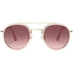 Round Women's Classic Plastic Metal Round Full-Frame AC Lens Sunglasses - Pink Gray - C718W5I56G6 $10.95