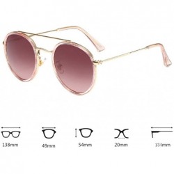 Round Women's Classic Plastic Metal Round Full-Frame AC Lens Sunglasses - Pink Gray - C718W5I56G6 $10.95