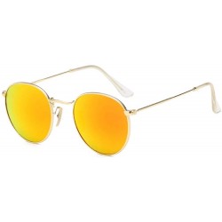 Round Sunglasses Toughened Glass Sunglasses Pilot's Glass Lens Classic Round - D - CT18QR75ZMH $63.96