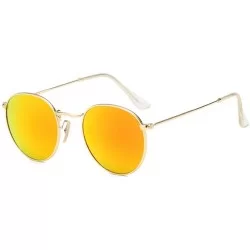Round Sunglasses Toughened Glass Sunglasses Pilot's Glass Lens Classic Round - D - CT18QR75ZMH $63.96