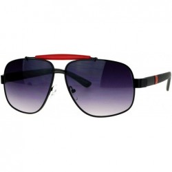 Square Vintage Top Bar Square Navigator Sunglasses Unisex Designer Fashion UV 400 - Black Red - CB187K4IAH2 $22.27