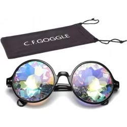 Round Kaleidoscope Glasses Festival Cosplay Rainbow Prism Sunglasses Goggles - Black(round) - C6182ZO67RG $20.45