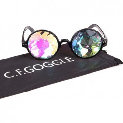 Round Kaleidoscope Glasses Festival Cosplay Rainbow Prism Sunglasses Goggles - Black(round) - C6182ZO67RG $10.92