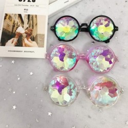 Round Kaleidoscope Glasses Festival Cosplay Rainbow Prism Sunglasses Goggles - Black(round) - C6182ZO67RG $10.92