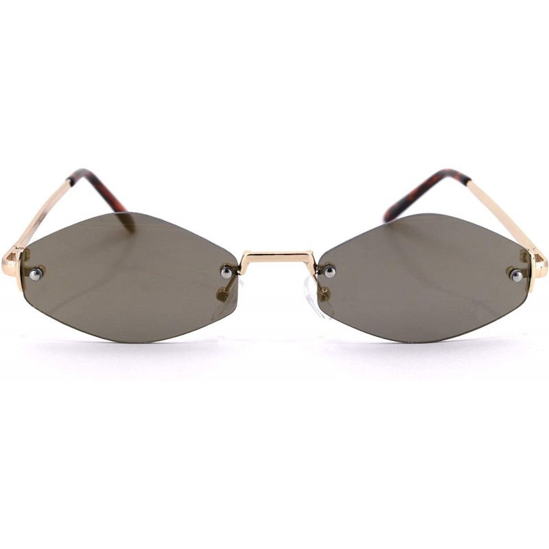 Rimless Womens Hippie Pimp Diamond Shape Rimless Metal Rim Sunglasses - Gold Mirror - CT18UGUXSYZ $9.65