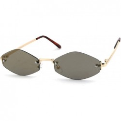 Rimless Womens Hippie Pimp Diamond Shape Rimless Metal Rim Sunglasses - Gold Mirror - CT18UGUXSYZ $9.65