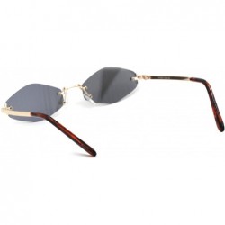 Rimless Womens Hippie Pimp Diamond Shape Rimless Metal Rim Sunglasses - Gold Mirror - CT18UGUXSYZ $9.65