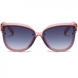 Round Women Retro Mirrored Round Cat Eye Oversized UV Protection Fashion Sunglasses - Pink - CN18K248Q4X $11.50