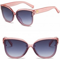 Round Women Retro Mirrored Round Cat Eye Oversized UV Protection Fashion Sunglasses - Pink - CN18K248Q4X $11.50
