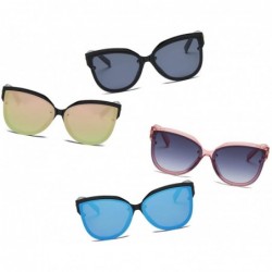 Round Women Retro Mirrored Round Cat Eye Oversized UV Protection Fashion Sunglasses - Pink - CN18K248Q4X $11.50