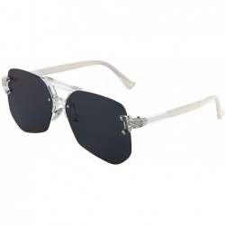 Aviator Rimless Clear Frame Flat Geometric Aviator Sunglasses - Black White - C0190MR734X $26.85