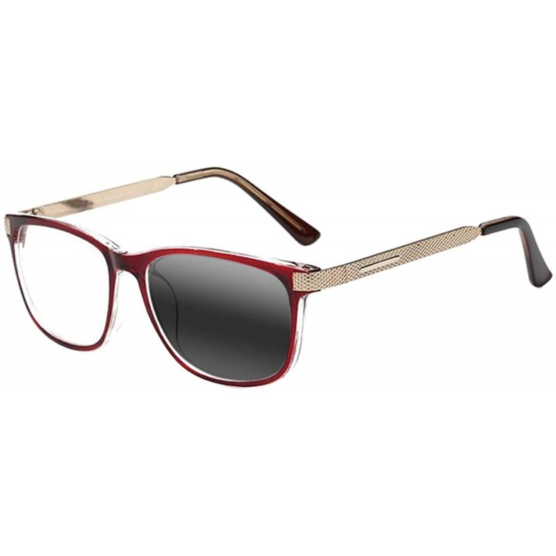 Rectangular Fashion Mens Women Progressive Multifocal Reading Glass Retro Transition Photochromic UV400 Anti-UV Reader - Red ...