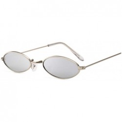 Sport Retro Oval Red Sunglasses Men Women Vintage Metal Frame Sun Glasses Lunette De Soleil Homme UV400 - Silversilver - CR19...