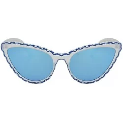 Rimless Women's Fashion Retro Narrow Cat Eye Shade Sunglasses Integrated Stripe Vintage Elegant Glasses - D - CK196IYQRD6 $7.86