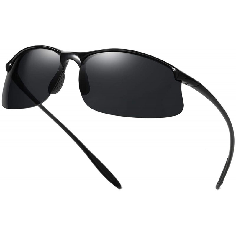 Rimless Polarized Sunglasses Curved Rimless Protection - Matte Black / Gray - CR18RR0XC9Z $14.96