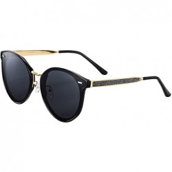 Oversized Oversized Polarized Sunglasses for Women-Round Classic Fashion UV400 Protection 8052 - Black - CG195N2DUS4 $17.68