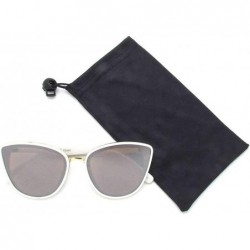 Cat Eye Oversized Women Cat Eye Flat Lens Sunglasses P2460 - White Rose Mirror - CV18S02QDUY $20.88