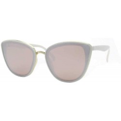 Cat Eye Oversized Women Cat Eye Flat Lens Sunglasses P2460 - White Rose Mirror - CV18S02QDUY $11.66