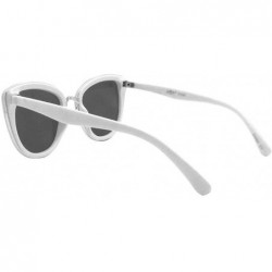 Cat Eye Oversized Women Cat Eye Flat Lens Sunglasses P2460 - White Rose Mirror - CV18S02QDUY $11.66
