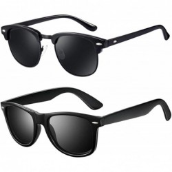 Rectangular Polarized Sunglasses for Men Unisex 2pack - Polarized Sunglasses Men and Women Sunglasses K1911 (black-black) - C...