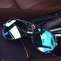Round Fashion sunglasses personality sunscreen fashion - Royal Blue Mercury - CJ18X5NO3L7 $100.68