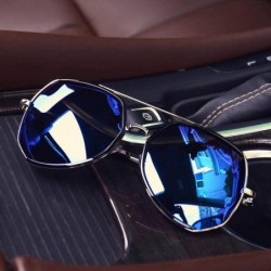 Round Fashion sunglasses personality sunscreen fashion - Royal Blue Mercury - CJ18X5NO3L7 $57.15
