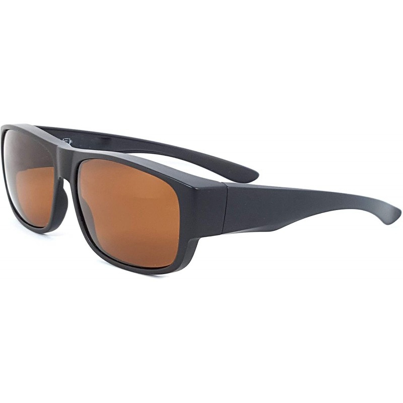 Wrap Fit Over Polarized Sunglasses Driving Clip on Sunglasses to Wear Over Prescription Glasses - Black-brown - CF18SKUGZLN $...