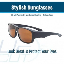 Wrap Fit Over Polarized Sunglasses Driving Clip on Sunglasses to Wear Over Prescription Glasses - Black-brown - CF18SKUGZLN $...