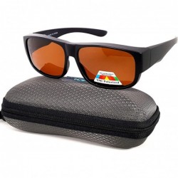 Wrap Fit Over Polarized Sunglasses Driving Clip on Sunglasses to Wear Over Prescription Glasses - Black-brown - CF18SKUGZLN $...