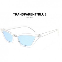 Round Small Frame Skinny Cat Eye Sunglasses for Women Colorful Lens Mini Narrow Square Retro Cateye Vintage Sunglasses - CU18...