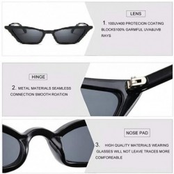 Round Small Frame Skinny Cat Eye Sunglasses for Women Colorful Lens Mini Narrow Square Retro Cateye Vintage Sunglasses - CU18...