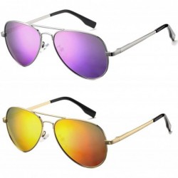 Round Polarized Aviator Sunglasses for Men Women- Lightweight Metal Frame Sun Glasses UV400 Protection - C819DLQ3ND8 $19.48