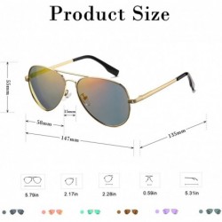 Round Polarized Aviator Sunglasses for Men Women- Lightweight Metal Frame Sun Glasses UV400 Protection - C819DLQ3ND8 $19.48
