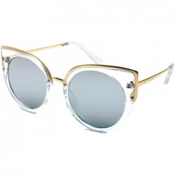 Cat Eye Retro Fashion Cat Eye Frame Flat Lens Metal Temples Sunglasses Gift Box - 2-crystal/Gold - CE185KXKY8Q $25.20