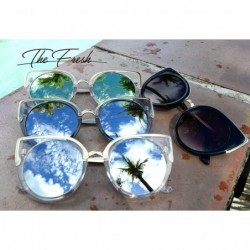 Cat Eye Retro Fashion Cat Eye Frame Flat Lens Metal Temples Sunglasses Gift Box - 2-crystal/Gold - CE185KXKY8Q $11.92