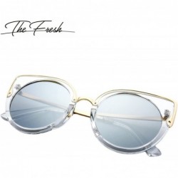 Cat Eye Retro Fashion Cat Eye Frame Flat Lens Metal Temples Sunglasses Gift Box - 2-crystal/Gold - CE185KXKY8Q $11.92