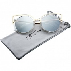 Cat Eye Retro Fashion Cat Eye Frame Flat Lens Metal Temples Sunglasses Gift Box - 2-crystal/Gold - CE185KXKY8Q $11.92